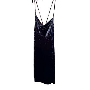 Midi Dress Forever 21 Plus 3X Velour Black Lace Back Spaghetti Straps Cocktail